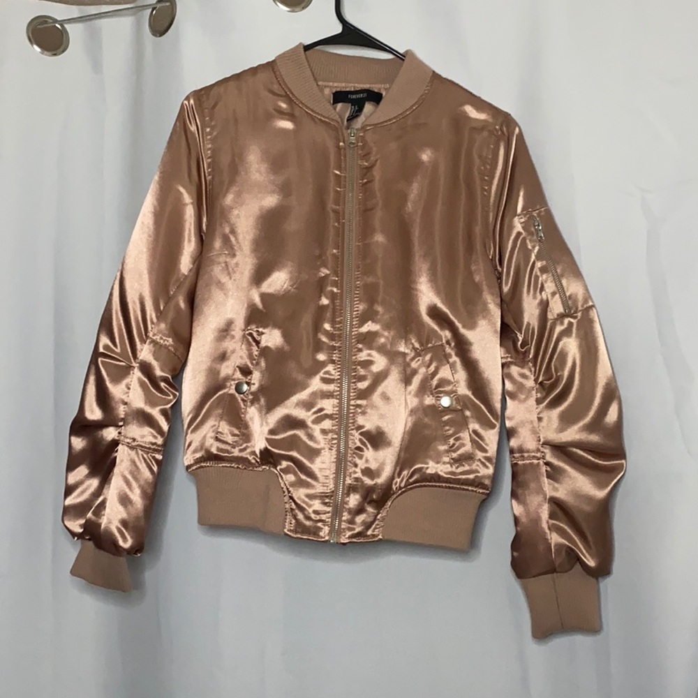 Brand new rose gold bomber jacket.
